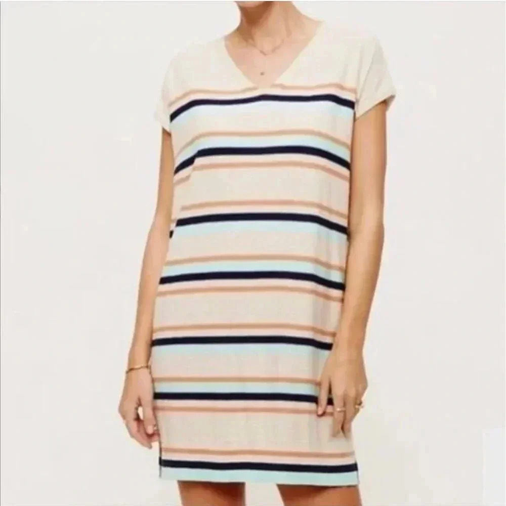 Lou & Grey Striped Lightweight SleevelessMini Sweater Dress